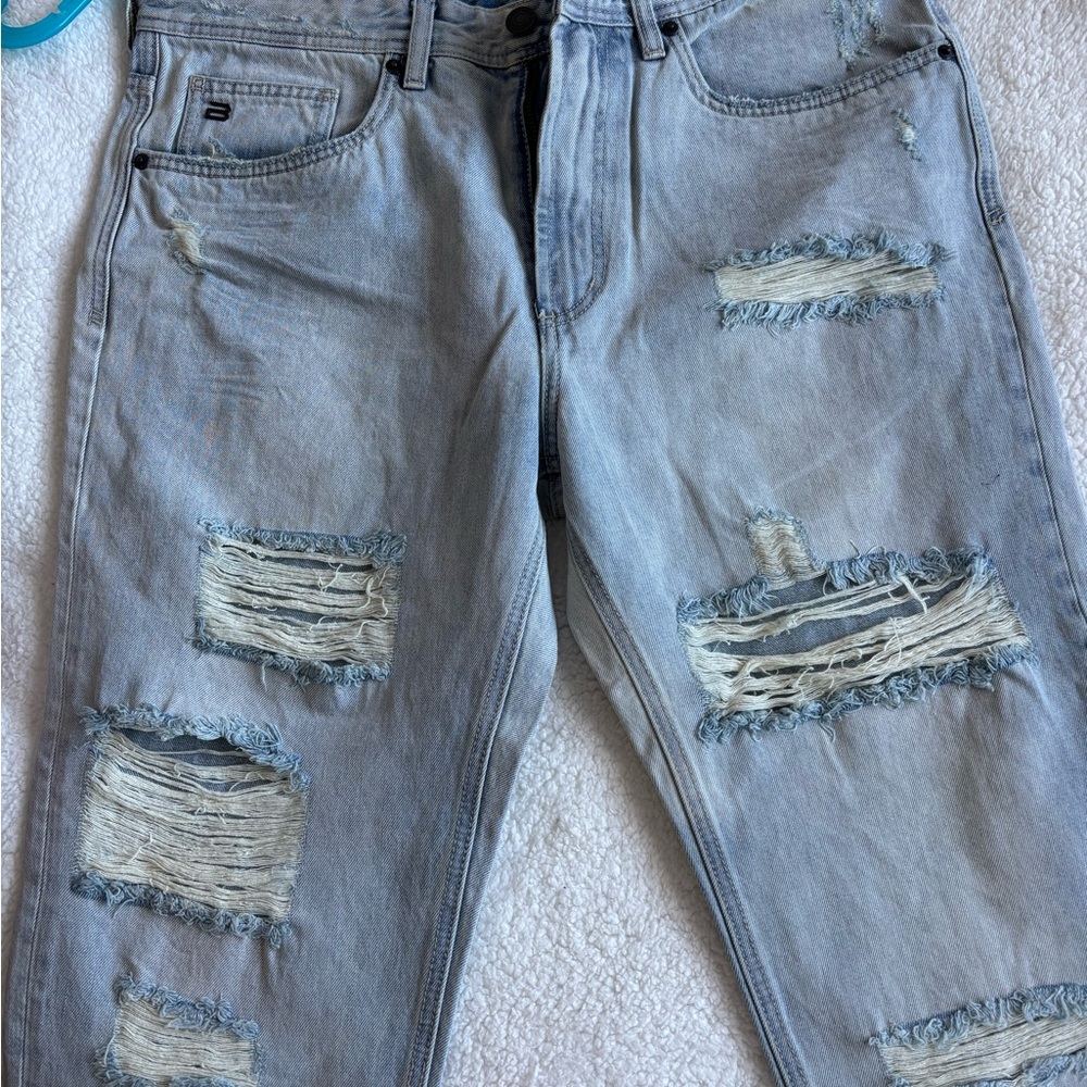Buffalo David Bitton Men's Ripped Light Gray Jeans